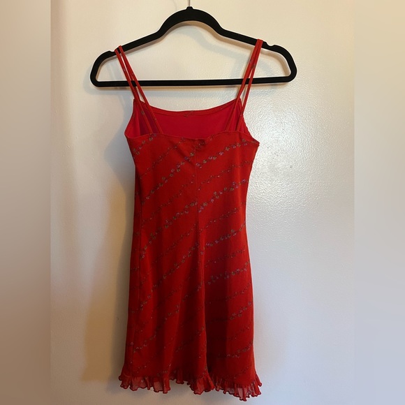 Vintage Red Floral Mini Dress - Picture 4 of 4